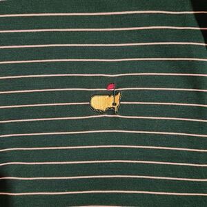 Masters Collection Mens Large Golf Shirt Green With White Stripe